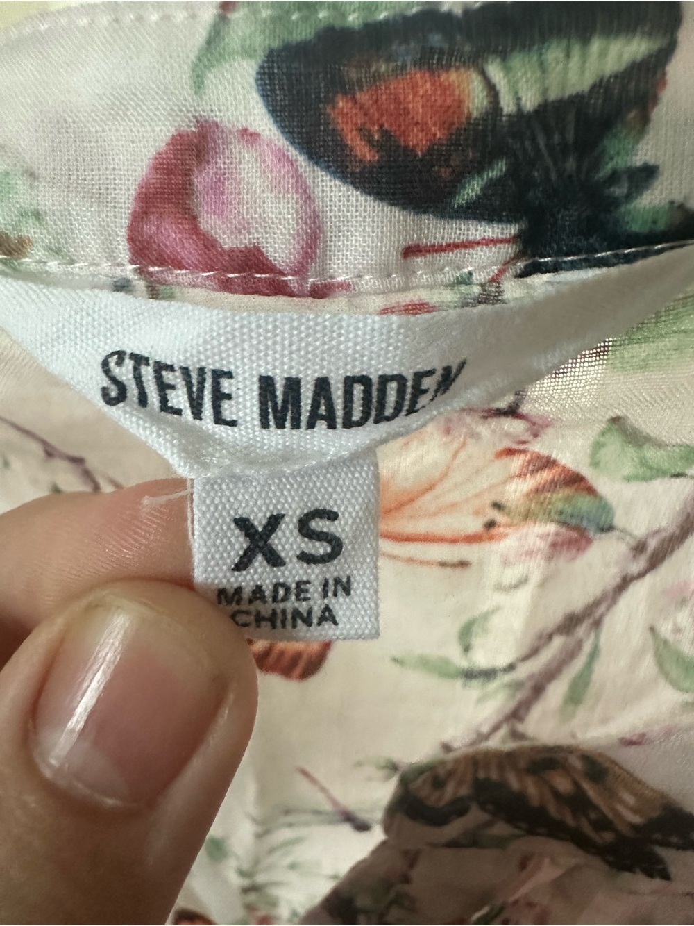 Steve Madden White Mini Dress with Multicolor Butterfly Floral Print - Picture 2 of 3